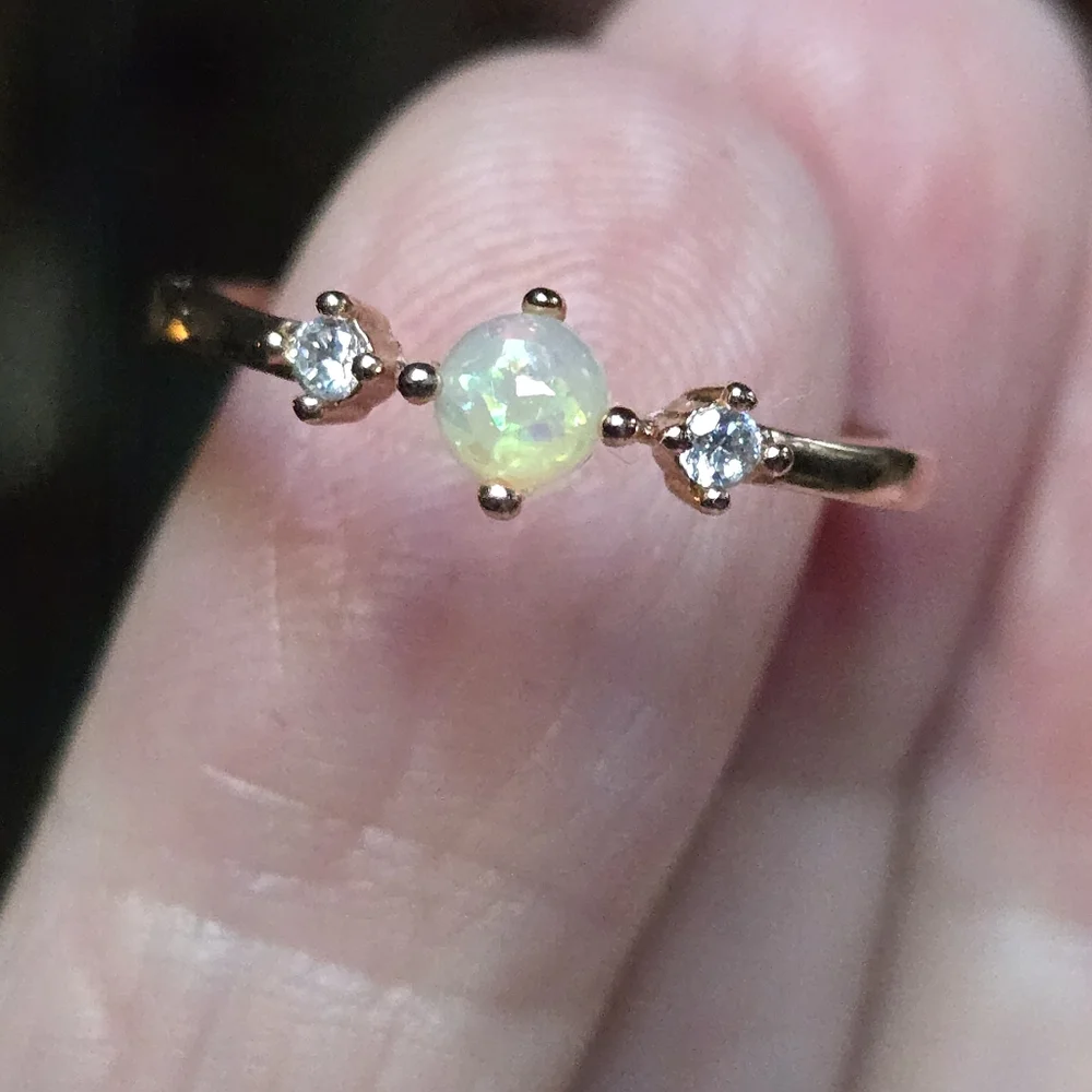 Opal & Topaz rosegold dainty ring sz8 - Picture 1 of 6